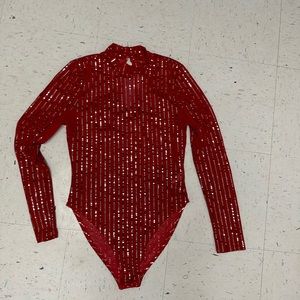 Red sequin bodysuit
